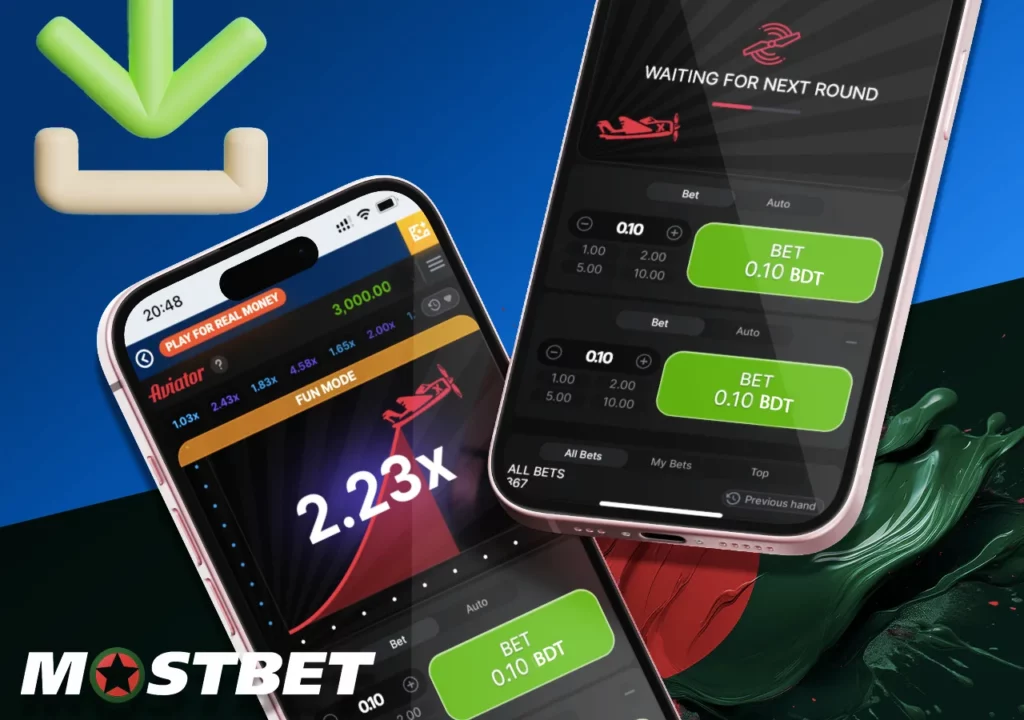 The mobile version of the casino is ideal for those who want to play away from home. Players can download the Mostbet Aviator app.